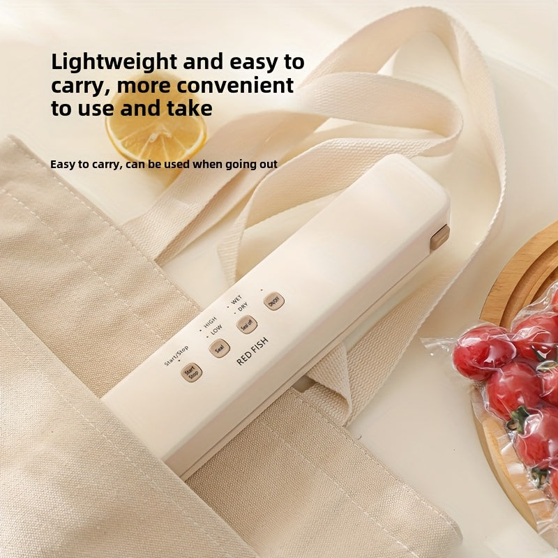 USB зарядка билан жиҳозланган кичик ўтказмайдиган вакуумли герметиклаштирувчи, овқатни сақлаш учун идеал.