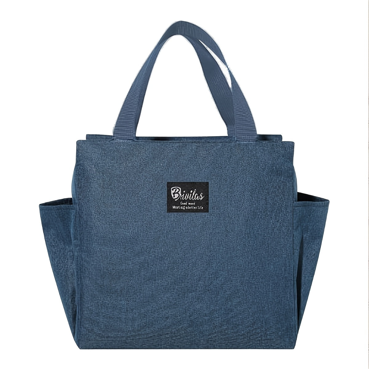 Insulated Oxford Fabric Lunch Bag with Side Pockets for Food and Utensils