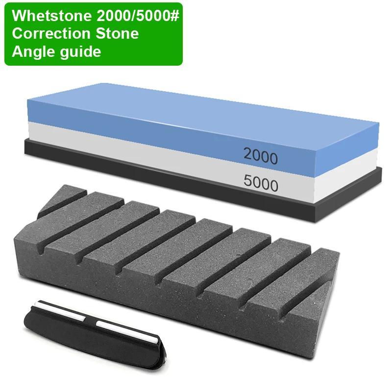 Набор для заточки кухонных ножей из 3 предметов с точильным камнем и деревянной подставкой