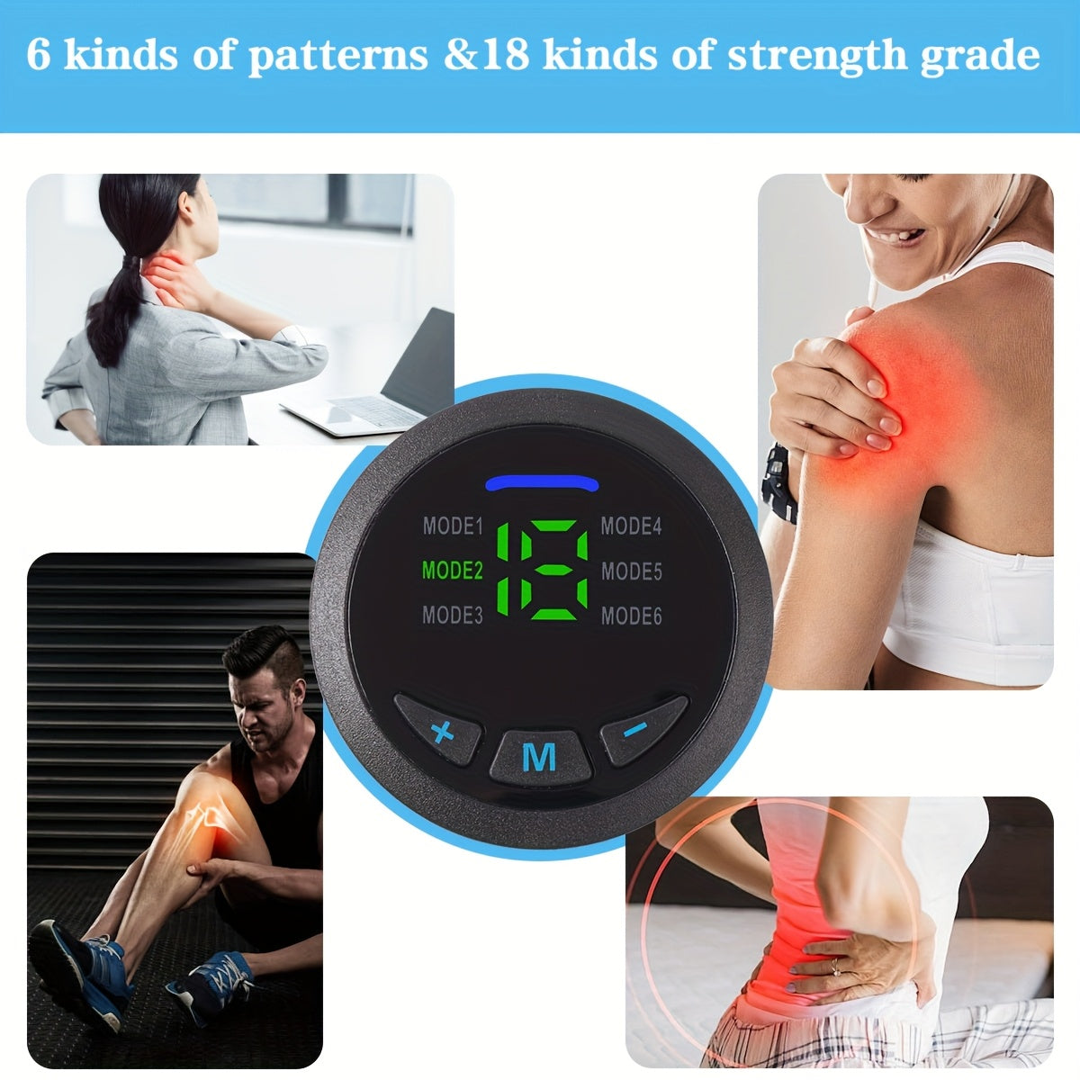 WOFLEND EMS & TENS - Qayta zaryadlanadigan, 6 rejim, 18 intensivlik darajalari, Uy va ofisda foydalanish uchun ideal, Ajoyib ta'til sovg'asi, Zamonaviy texnologiya, Mustahkam qurilish.