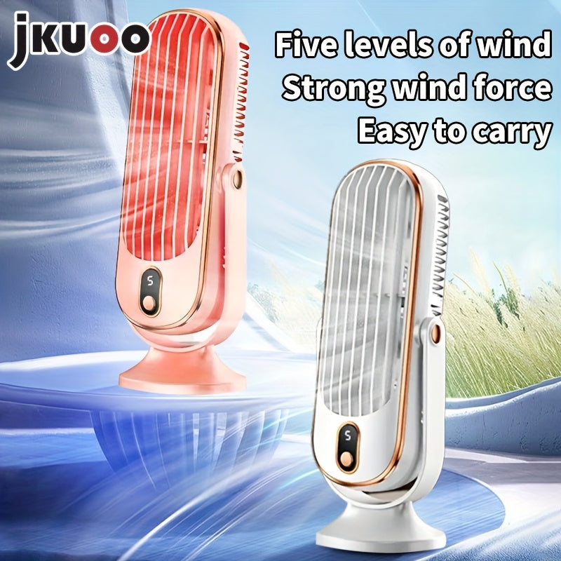 Wireless USB Rechargeable Desktop Mini Fan with 5-Speed Adjustment for Indoor and Outdoor Use