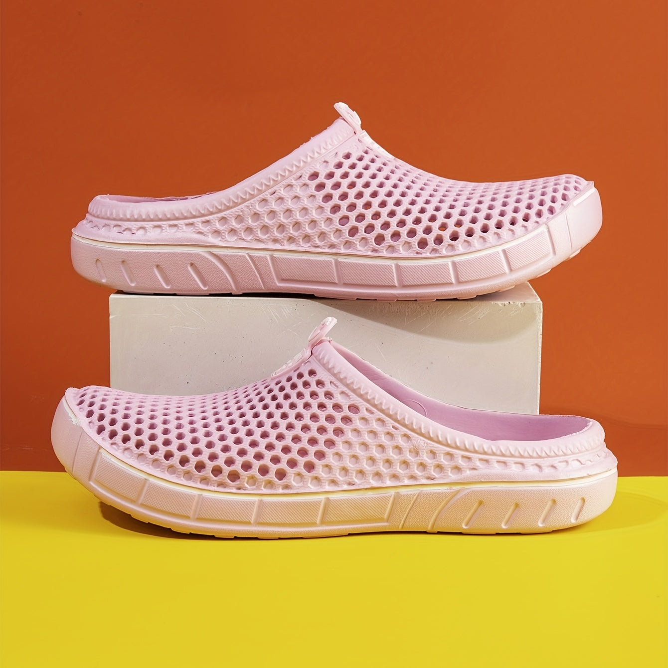 Women's Solid Color Flat Clogs Slide-On Non-Slip Outdoor Casual Shoes