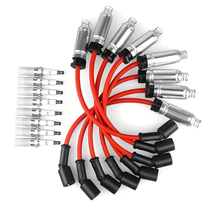 8-Piece Spark Plugs Ignition Wires Kit for V8 SUVs Cars 4.8L-6.0L