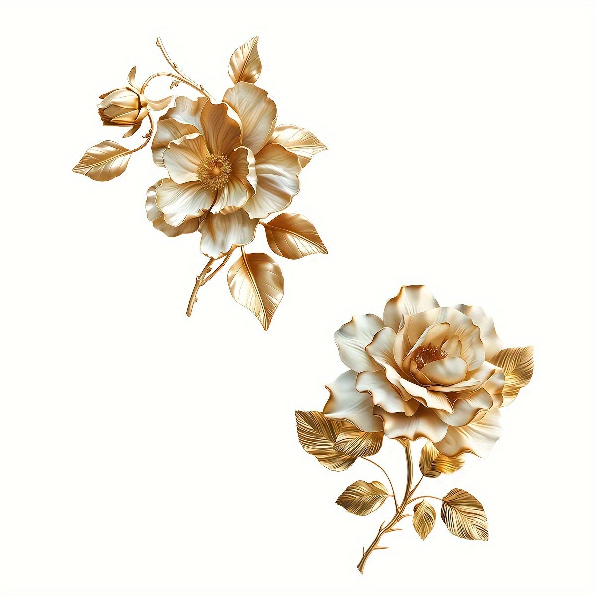 Pegatinas de flor dorada para superficies de cerámica, decoración de baño, fáciles de aplicar