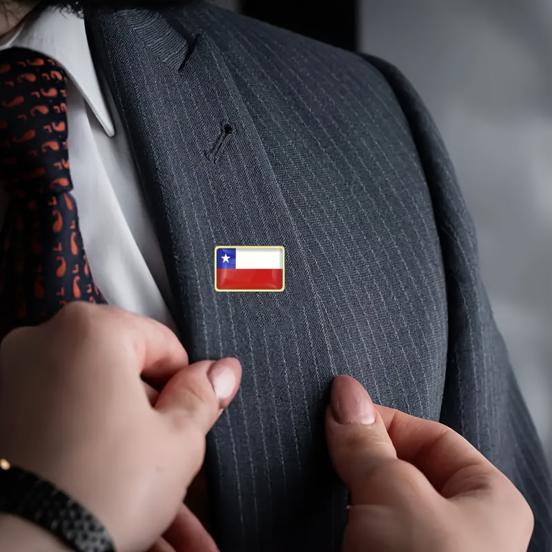 Kiyimlar va sumkalar uchun 20 ta vintage alloy Chili bayrogʻi kvadrat belgilari to'plami