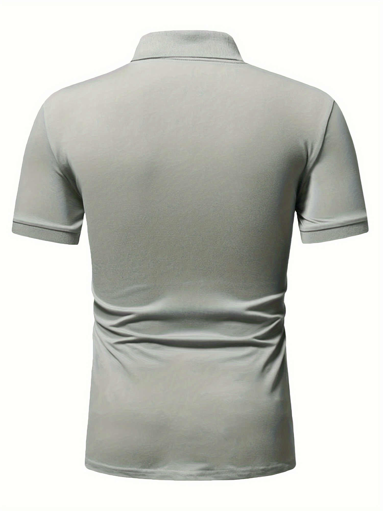 Men's Solid Color Zipper Lapel Golf Shirt for Casual Summer Streetwear