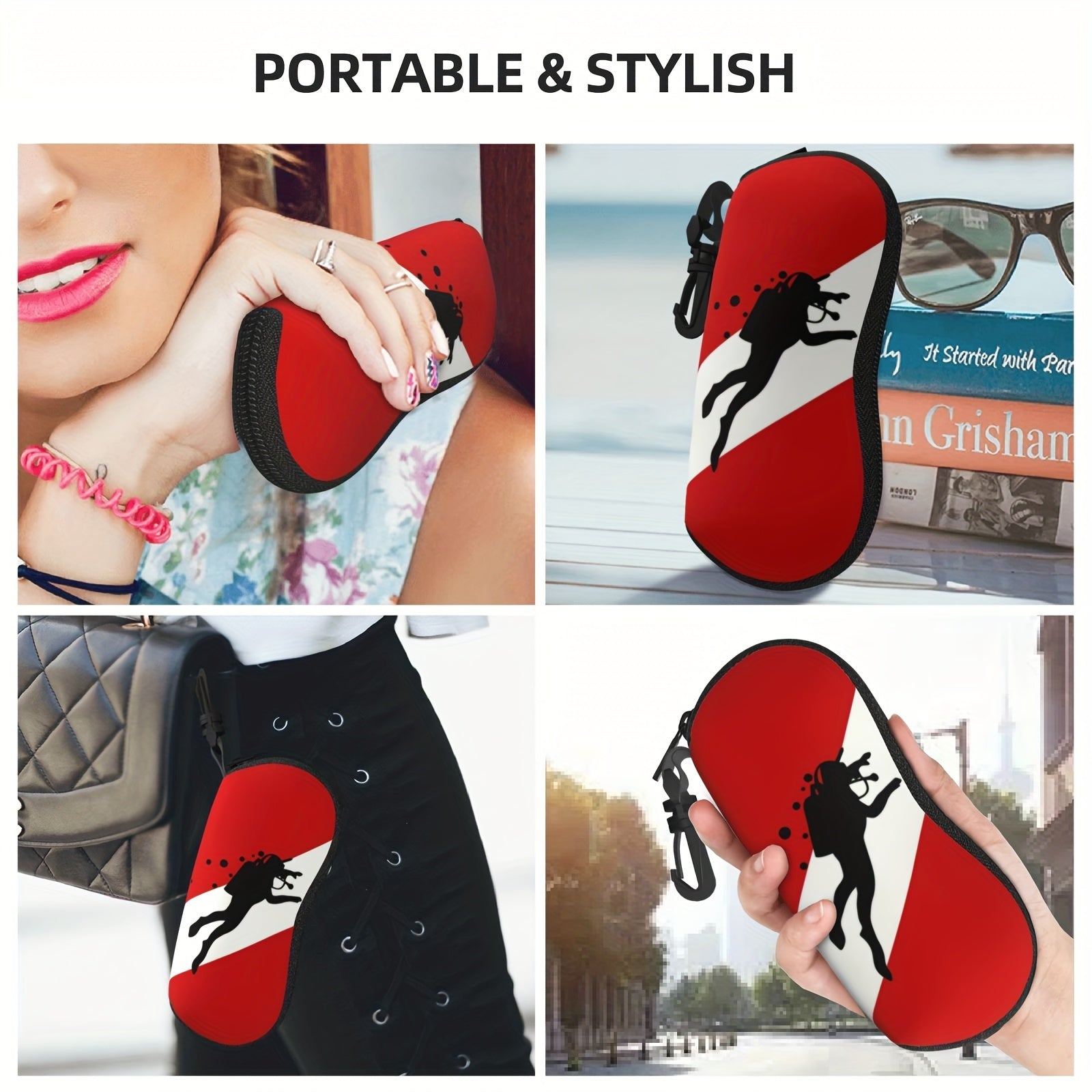 Waterproof Neoprene Eyewear Case with Keychain for Men and Women