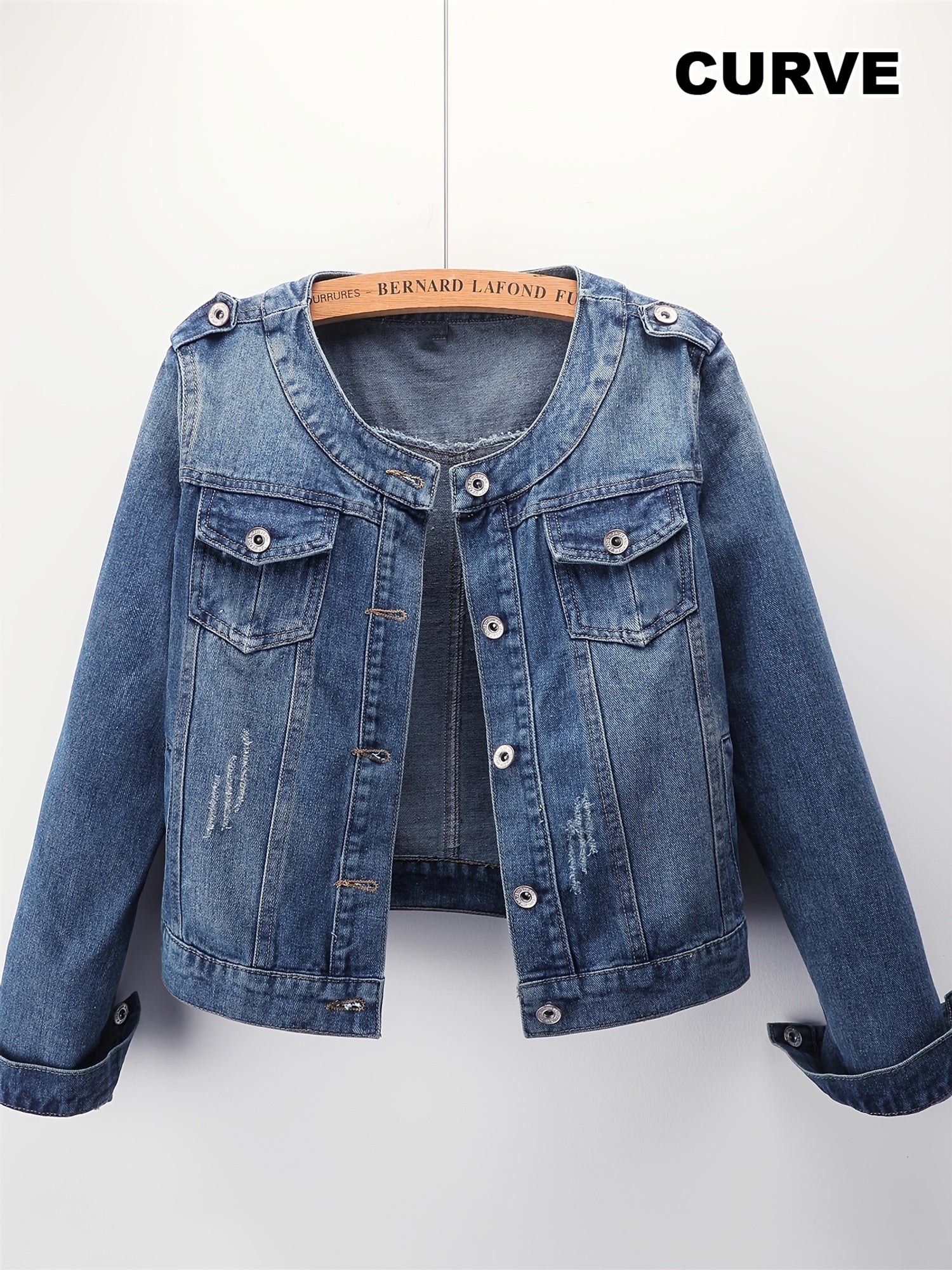 Women's Denim Jacket Long Sleeve Oversized Solid Color Spring Fall