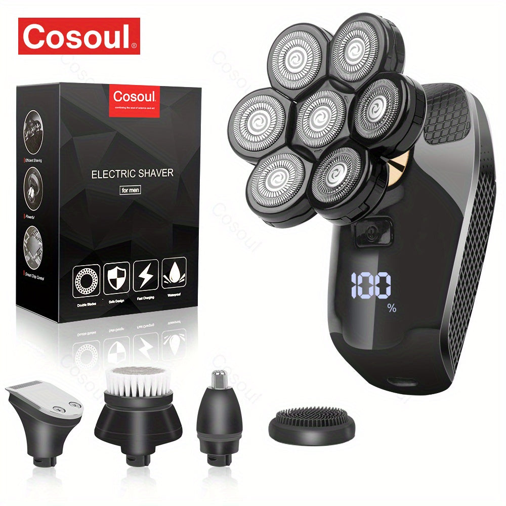 Afeitadora eléctrica para cabeza calva y vello facial 5 en 1 recargable