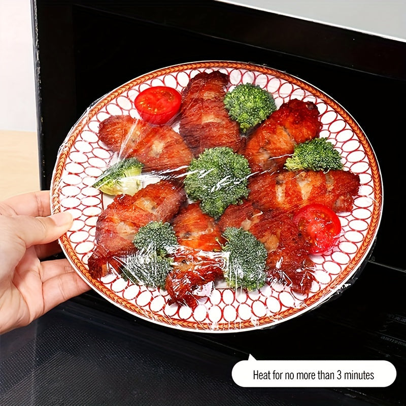 100 Food-Grade Disposable Plastic Wraps for Bowls Plates Fruits Vegetables Transparent Kitchen Covers