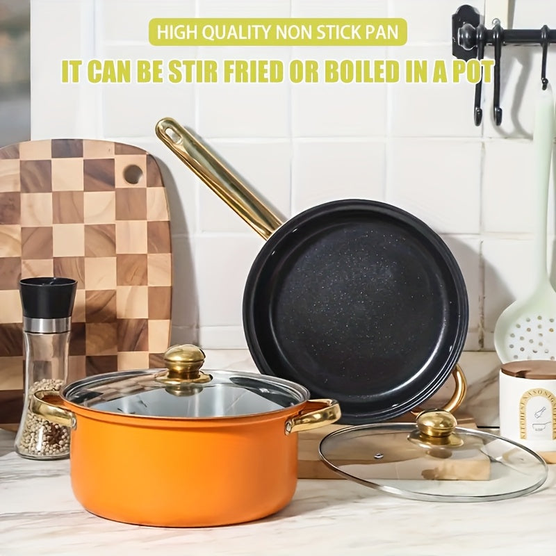 Stainless Steel Cookware Set 12 Pieces Soup Frying Milk Pots Kitchen