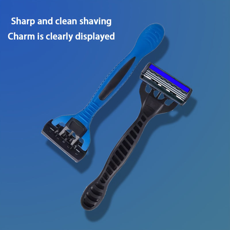 Men's Safety Razor with 3-Blade System, Metal Handle, Includes Replacement Blades