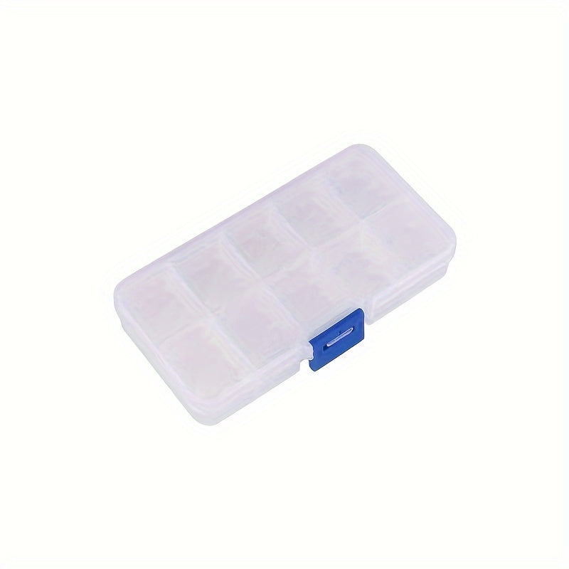 Small Transparent Plastic Jewelry Organizer Box with 10 Compartments for Earrings Rings Bracelets Necklaces
