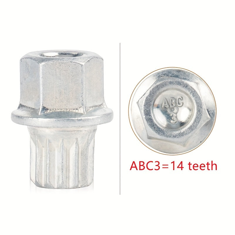 Universal temir rozetkali kalitlar to'plami, shinalarni o'g'irlashdan himoya qilish uchun sozlanadigan xex boshli