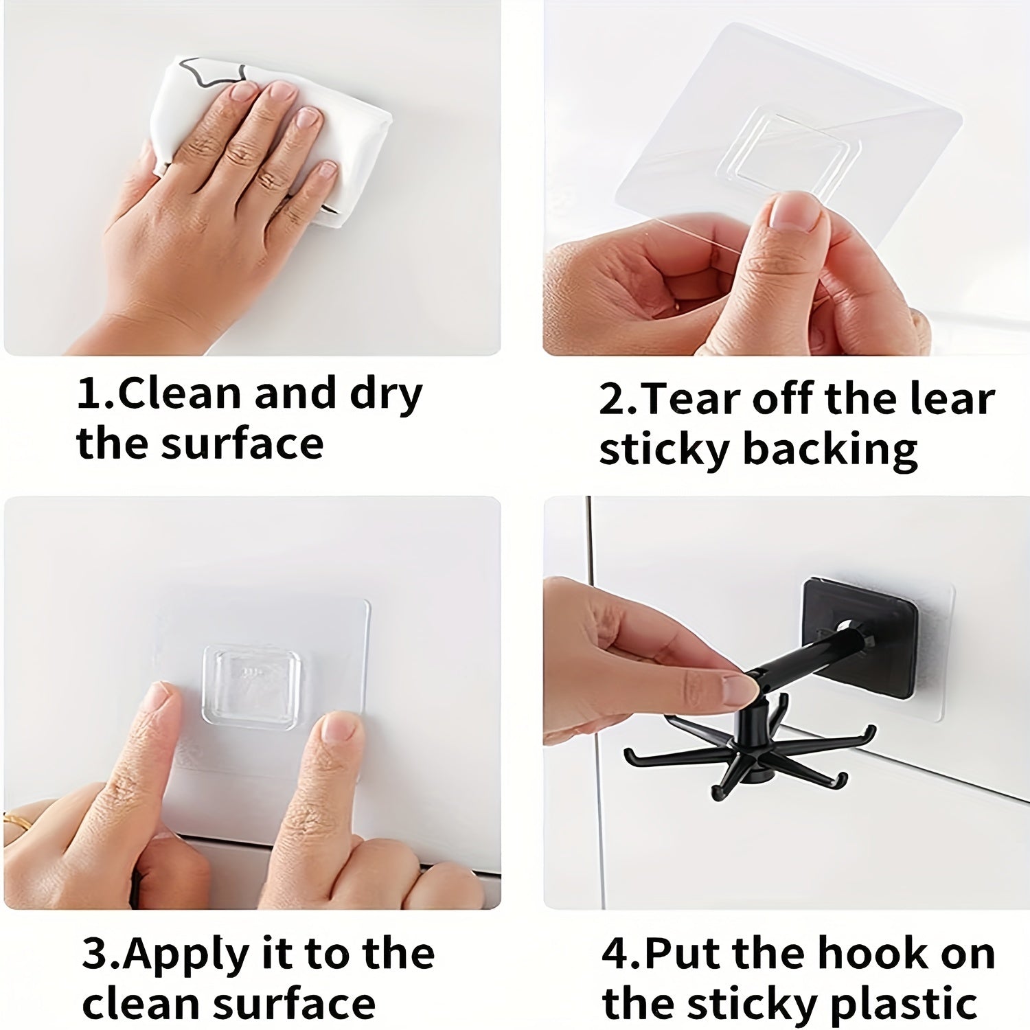 Kitchen Cutlery Rack with 6 Claw Hooks, Self-Adhesive Wall Hanger, Rotating