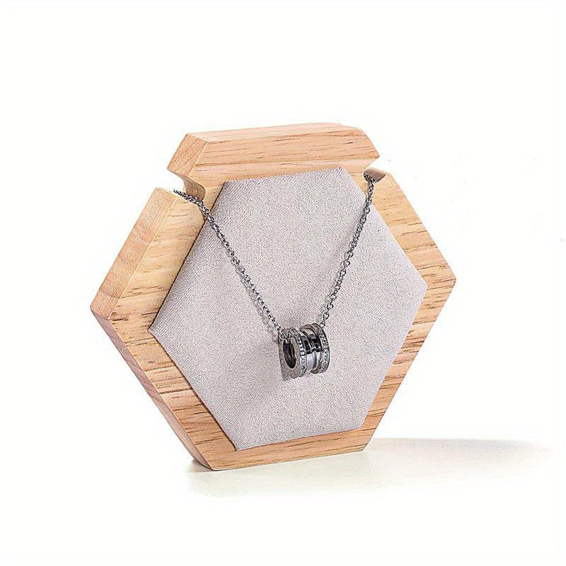 Wooden Jewelry Display Stand for Pendant Necklaces Round Polygonal Shape