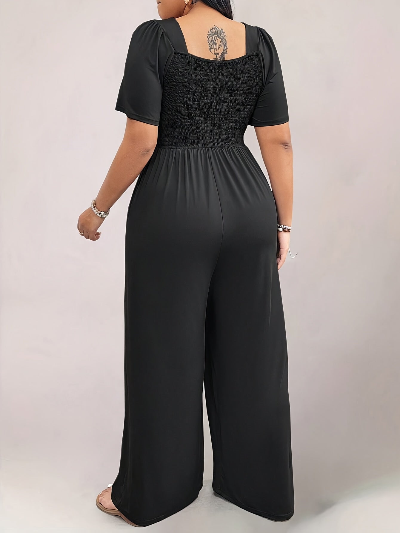 Women's Large Size Black Yoga Leggings with Stretch