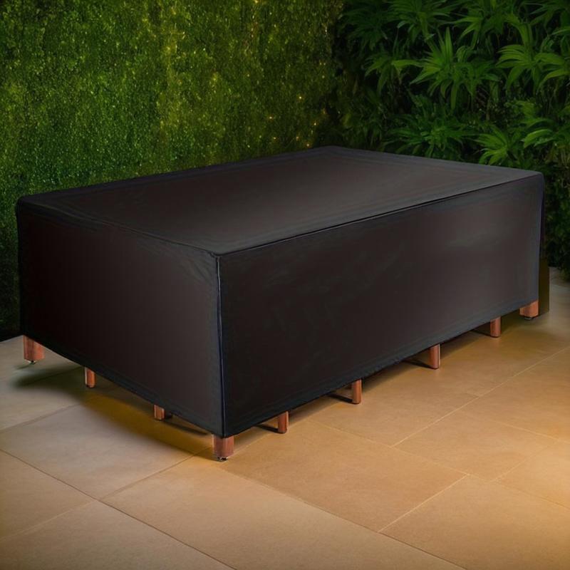 Black Polyester Rectangular Table Cover for Outdoor Patio Furniture