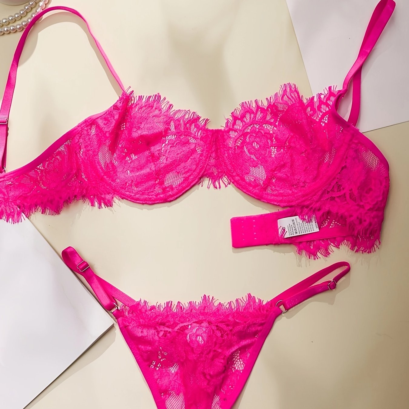 Lingerie Set with Lace and Thin Shoulder Straps for Women