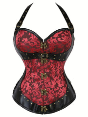 Women's Jacquard Strapless Corset with Tummy Control and Push-Up Support