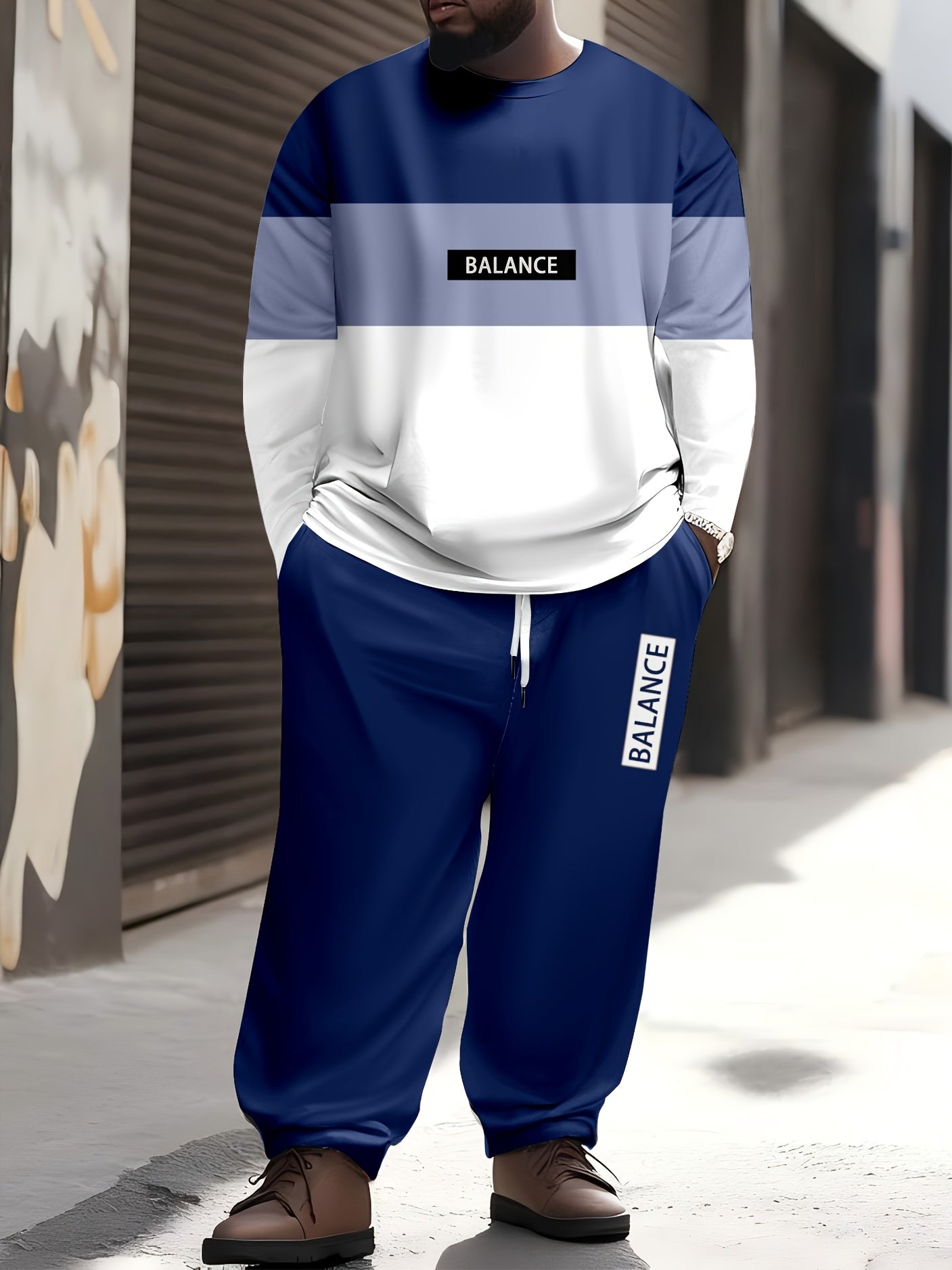 Men's Large Colorful Pattern Sweatshirt and Sweatpants Set for Autumn Winter Sportswear