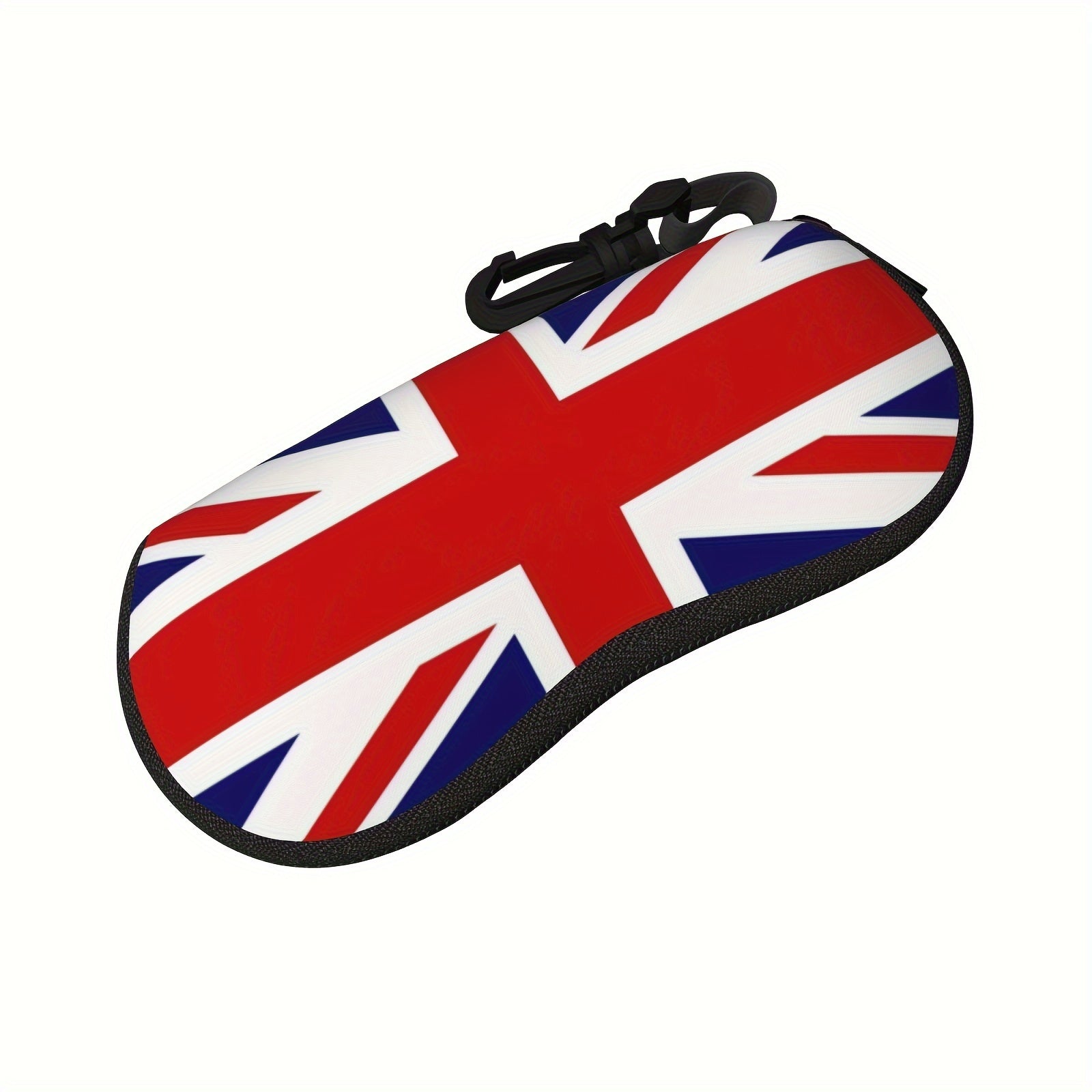 Waterproof Eyewear Case with British Flag Print and Keychain Neoprene Soft Lightweight for Men Women