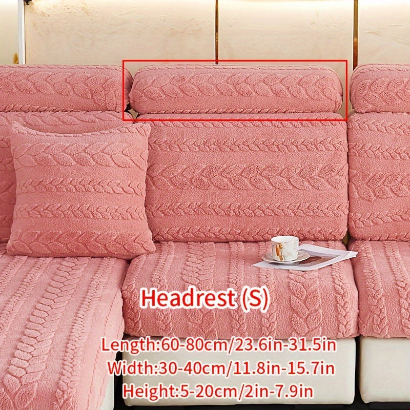 Wheat Sheaf Pattern Plush Sofa Cover Elastic Fit for 1-4 Seater Non-Slip Machine Washable