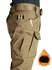 Men's Waterproof Tactical Pants Winter Outdoor Fleece-Lined Polyester Solid