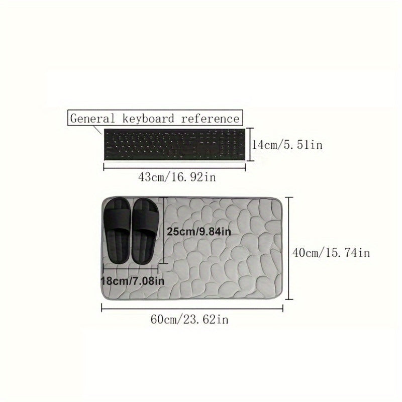 Memory Foam Bath Rug Non-Slip Washable Quick-Dry Cobblestone Embossed Bathroom Mat