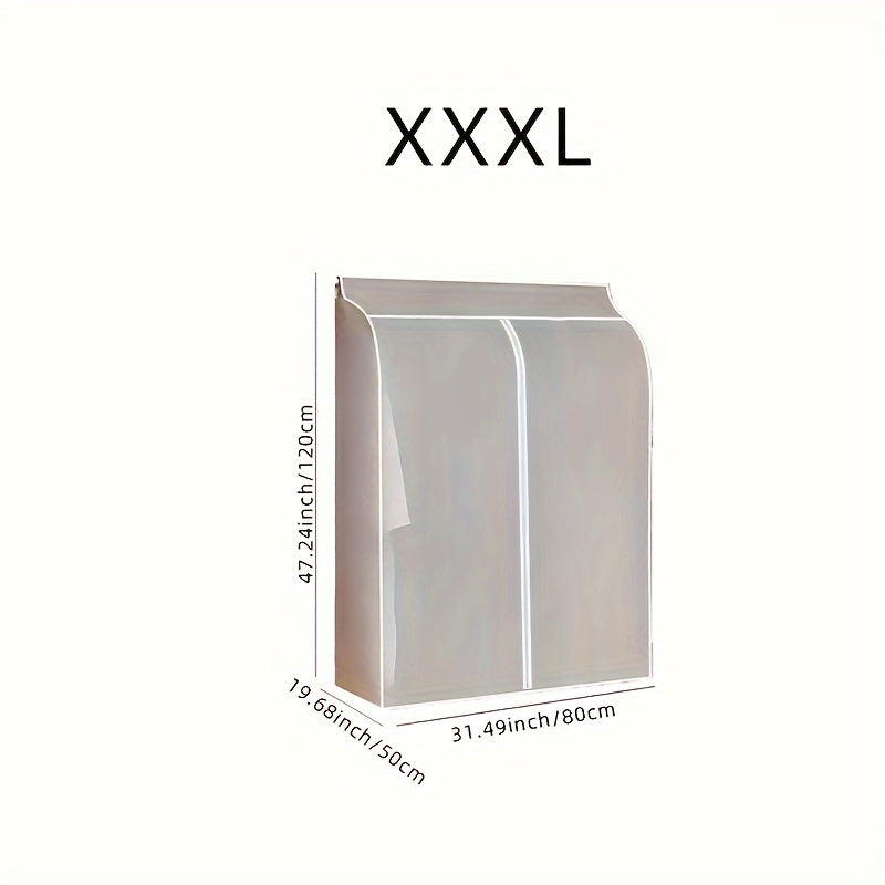 Kiyimlarni osib qo'yish uchun changdan himoya qiluvchi, egiluvchan, shaffof shkaf sumkasi.