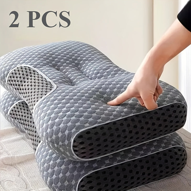 Cervical Pillow Set for All Sleep Positions Breathable Pillowcase Medium Soft Polyester Fill 1000g or 2000g