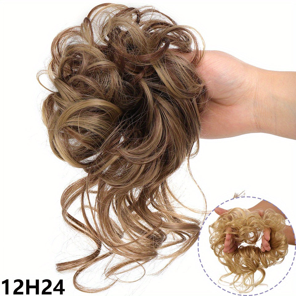 Women Messy Curly Donut Hair Bun Updo Synthetic Hair Extension 25.4cm