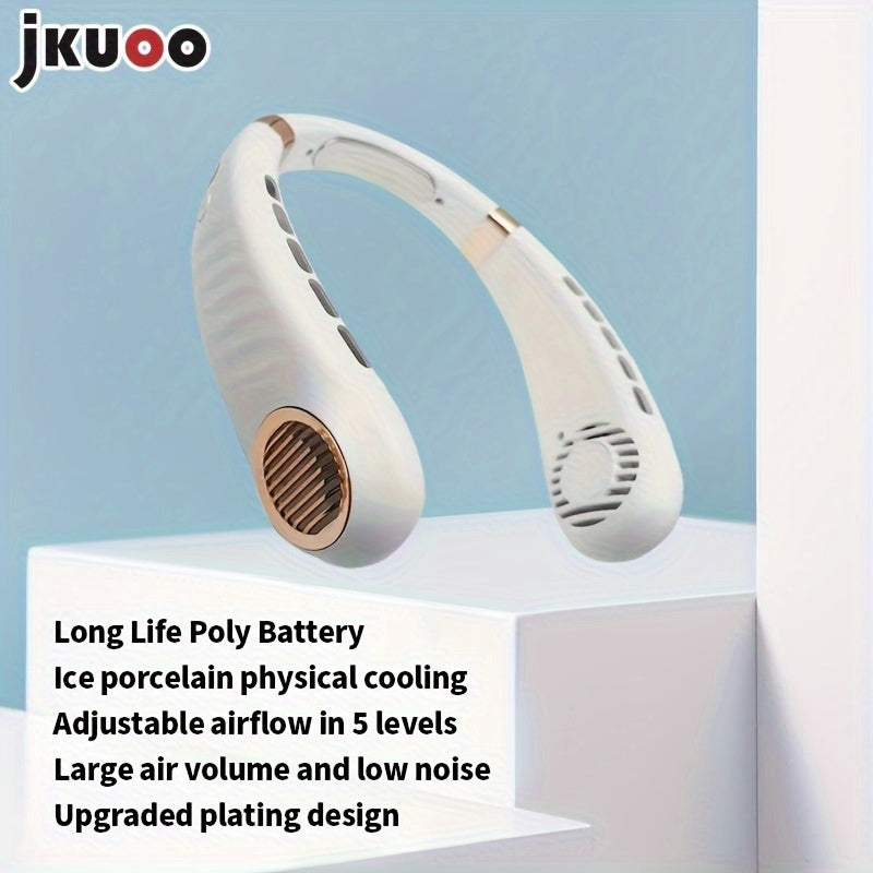 Bladeless Neck Fan Quiet Cooling USB Rechargeable 5-Speed Adjustable Outdoor Office