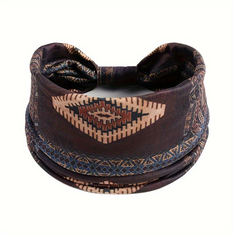 Women’s Boho Polyester Knit Crochet Headband for Yoga Running and Sports