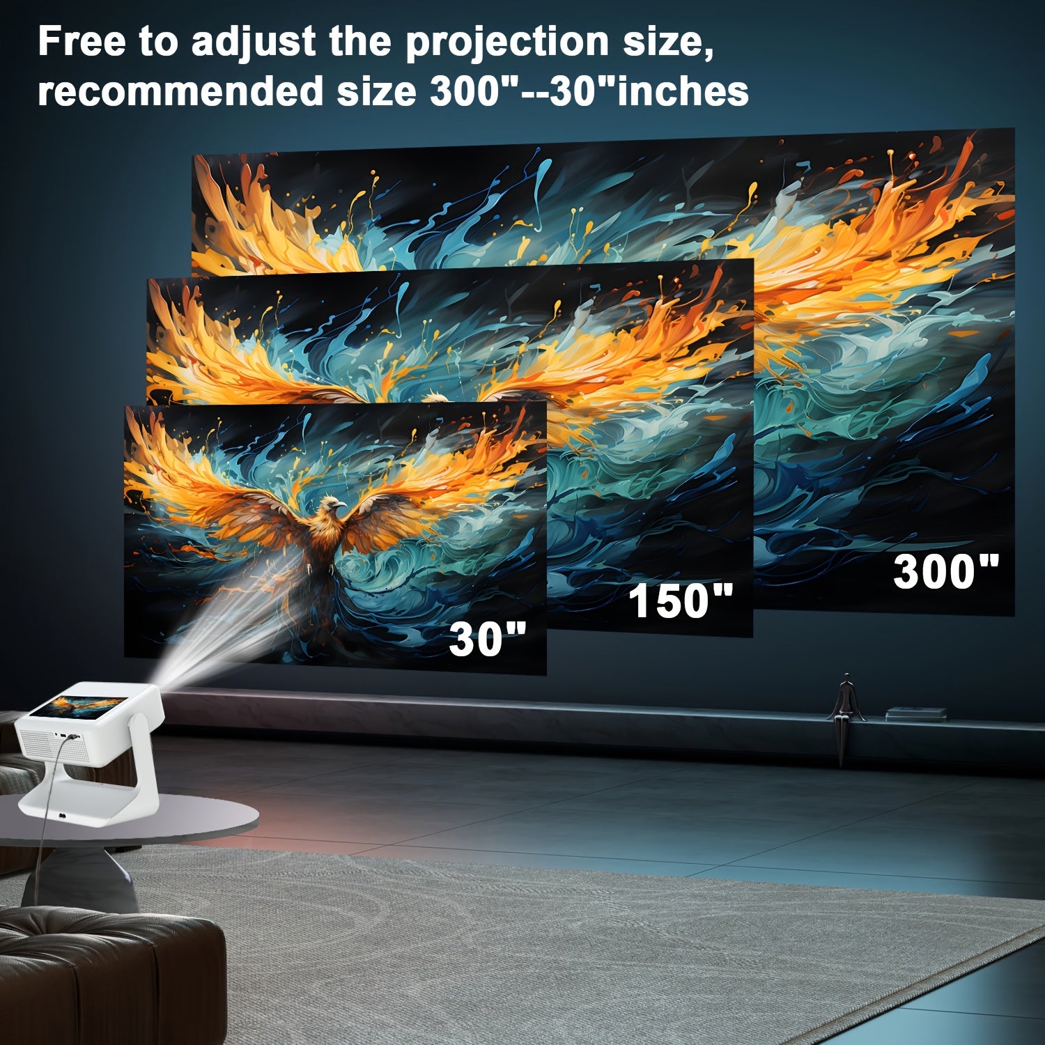 Home Theater Projector 4K Touchscreen Android 12 Portable HD 400 ANSI Brightness