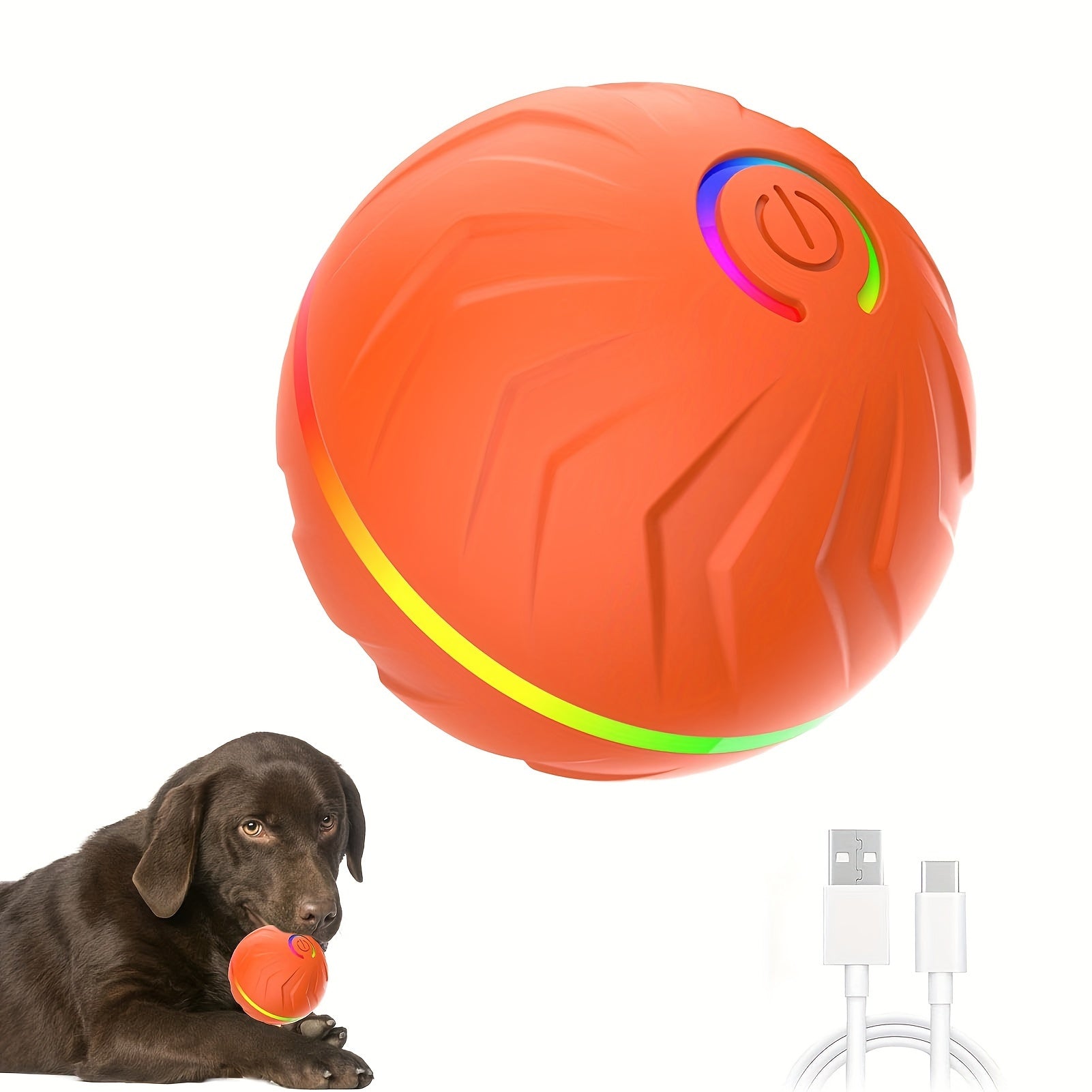 Large Silicone Pet Jumping Ball with LED Lights USB Rechargeable for All Breed Sizes