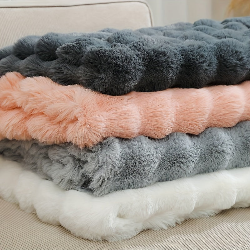 Faux Fur Blanket Double-Sided Tuscany-Inspired Thickened Cozy All-Season Sofa Throw