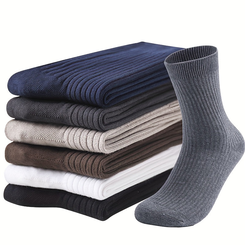 Men's and Women's Cotton Crew Socks Breathable Absorbent Solid Color All-Season