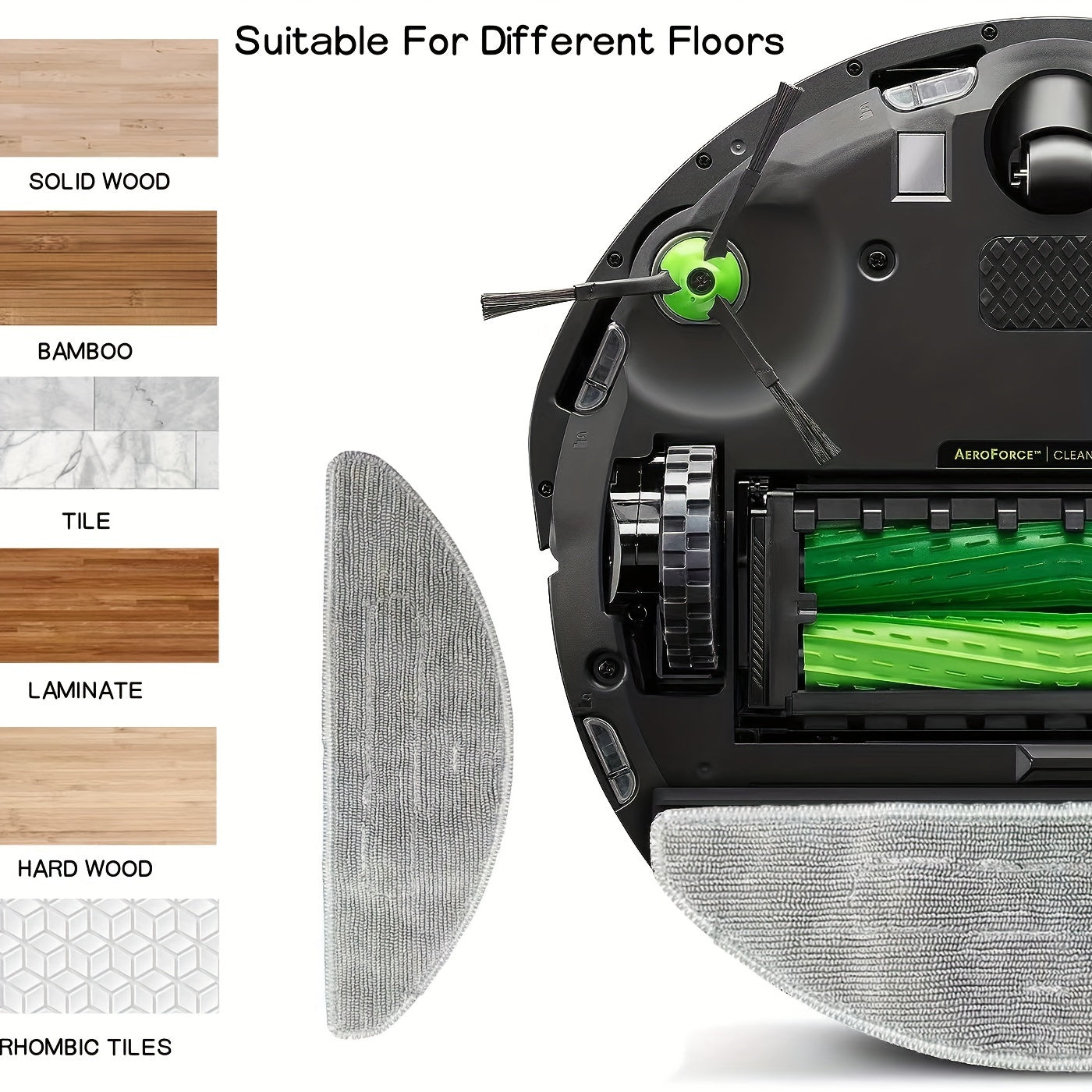 Set of 4 Washable Microfiber Mop Pads for Robot Vacuum Cleaner, Reusable Ultrafine Fiber Floor Cleaning Pads