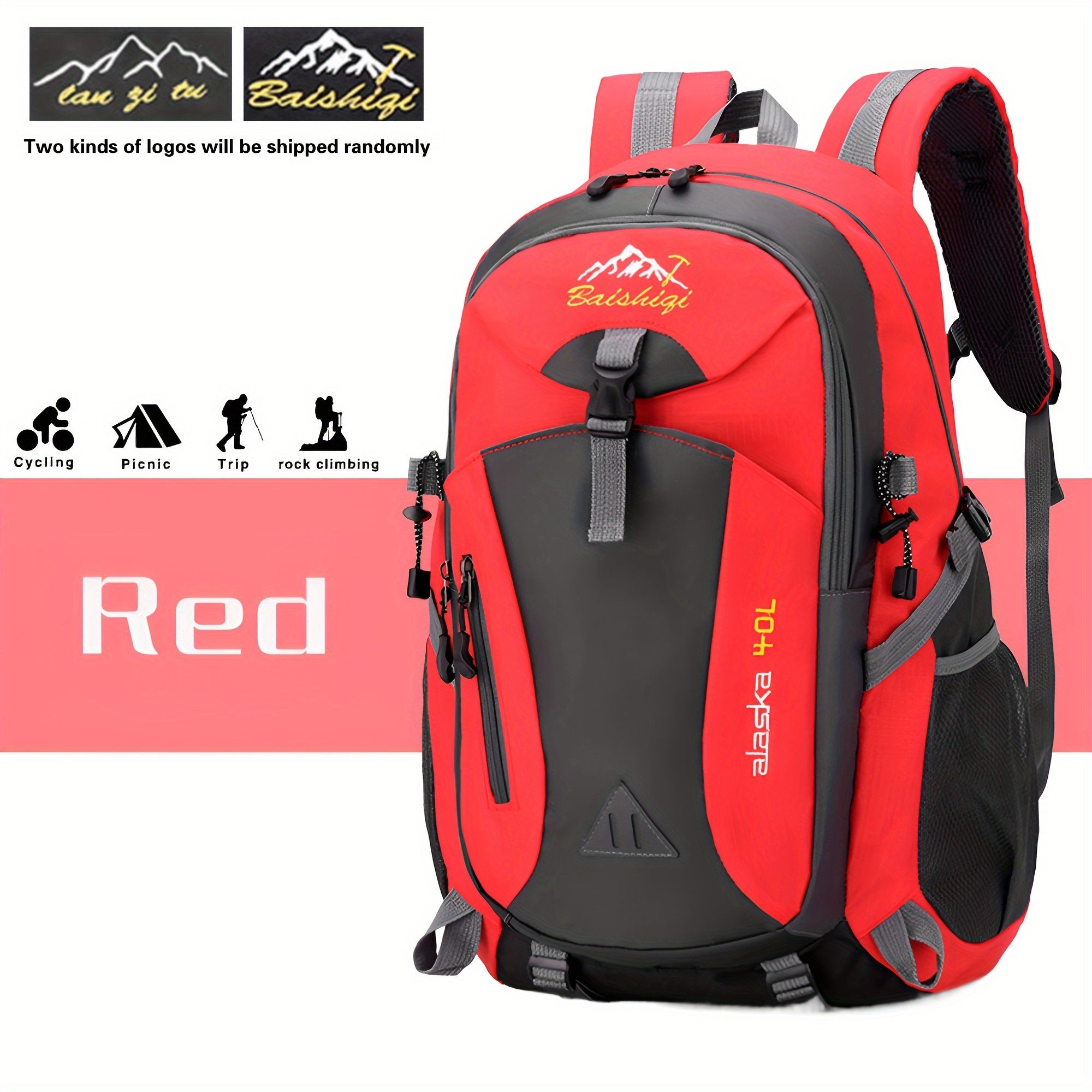Water-Resistant Polyester Daypack for Hiking Travel and Fitness