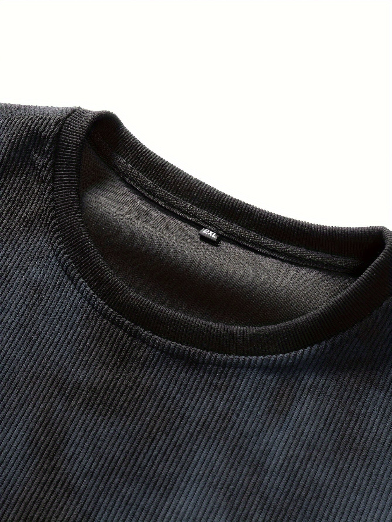 Plus Size Men's Crew Neck Sweatshirt with Geometric Long Sleeve Pattern Polyester Knit Fall