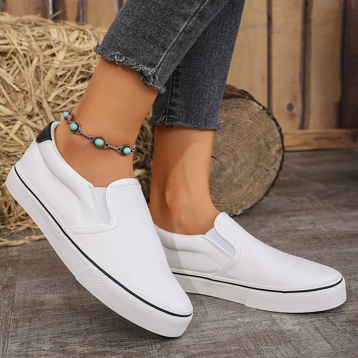 Women's Casual Leather Loafers White Flat Shoes Walking Sneakers