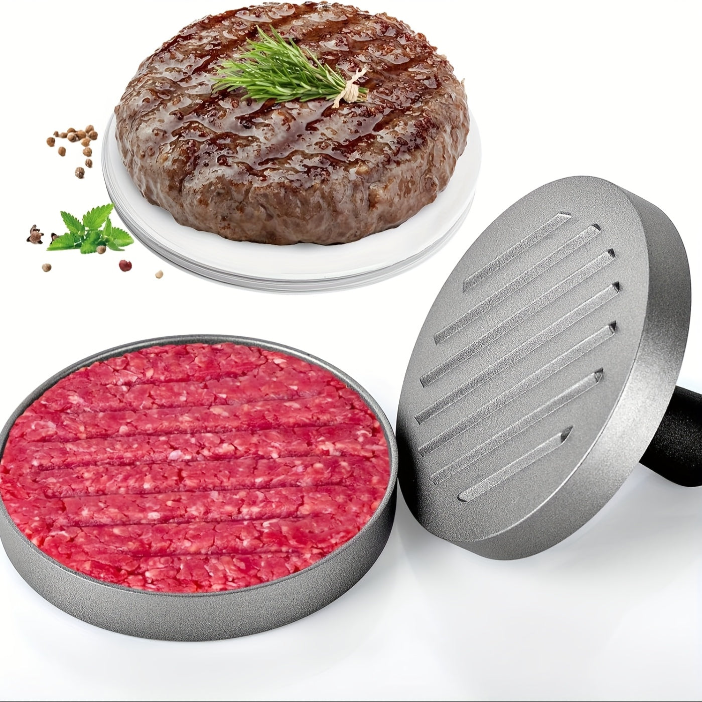 Food-Grade Aluminum Burger Press with Non-Stick Surface 11.7cm Diameter