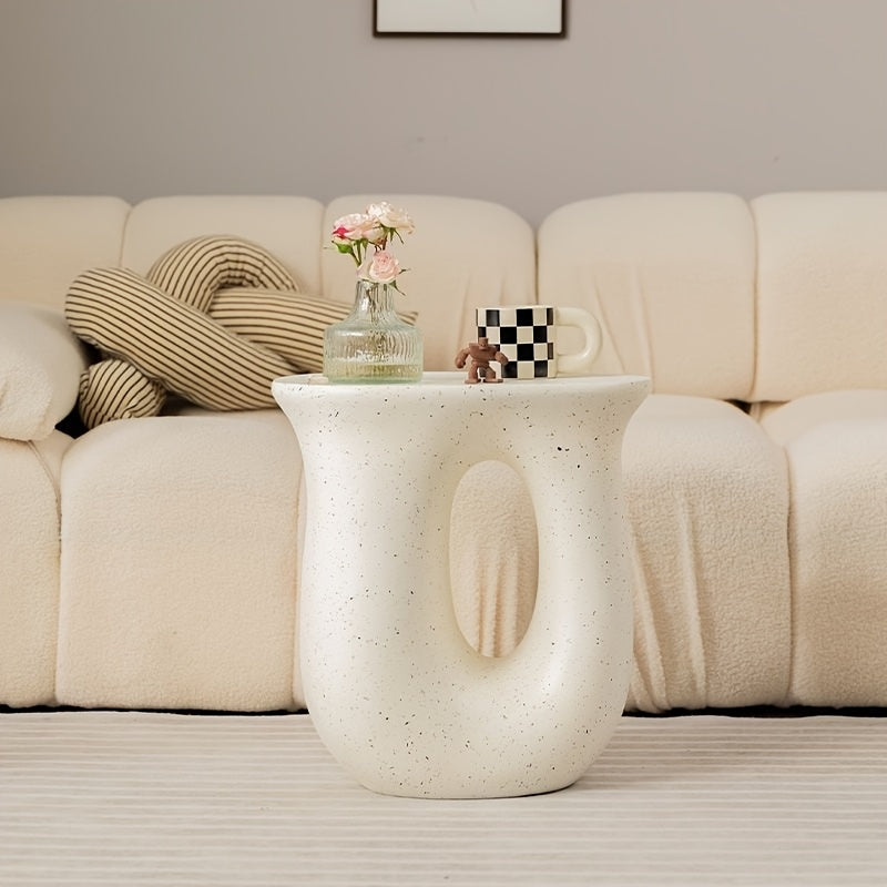 Minimalist French Cream Bedside Table with Elegant Edges for Bedroom or Living Room