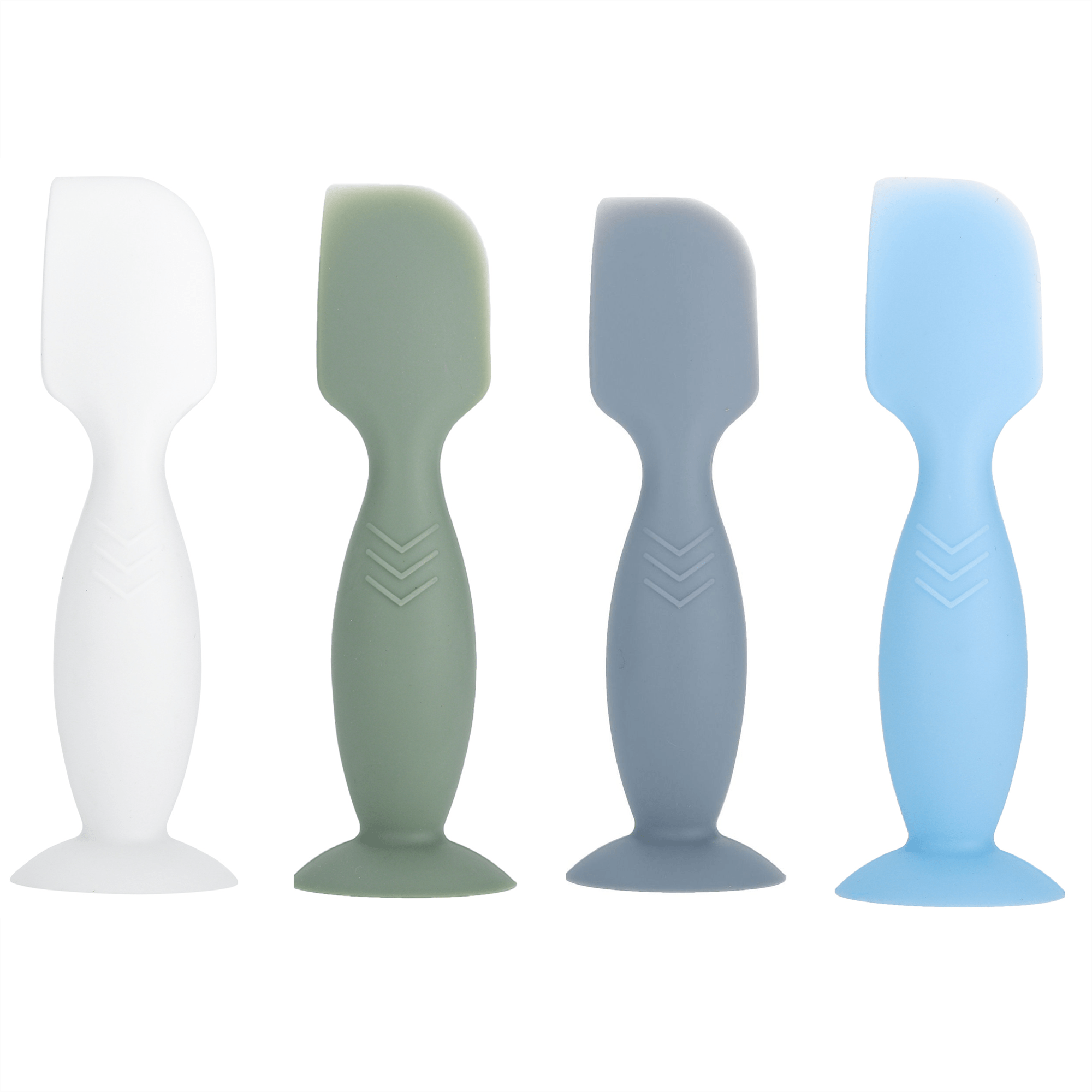 Set of 4 Silicone Spatulas for Baby Butt Paste and Diaper Cream with Suction Base