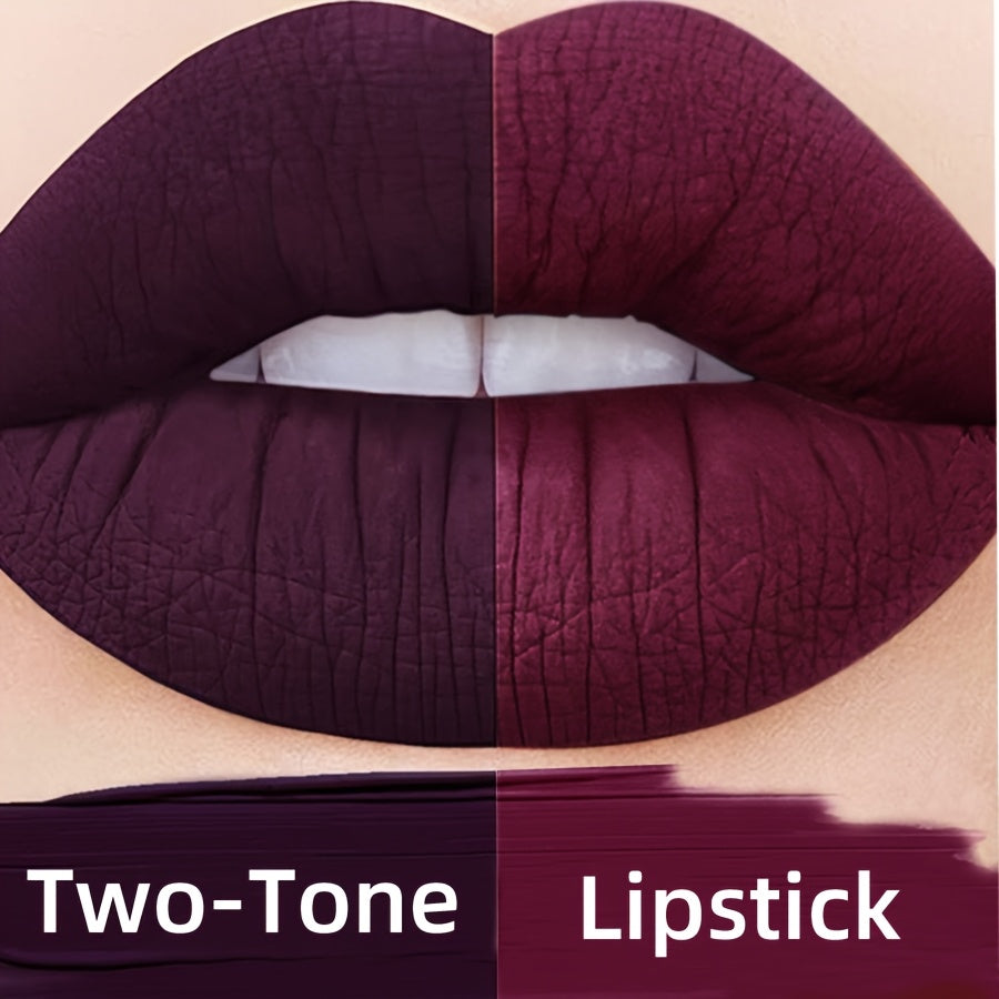 Women Matte Lipstick Waterproof Long-Lasting Burgundy and Gold Shades