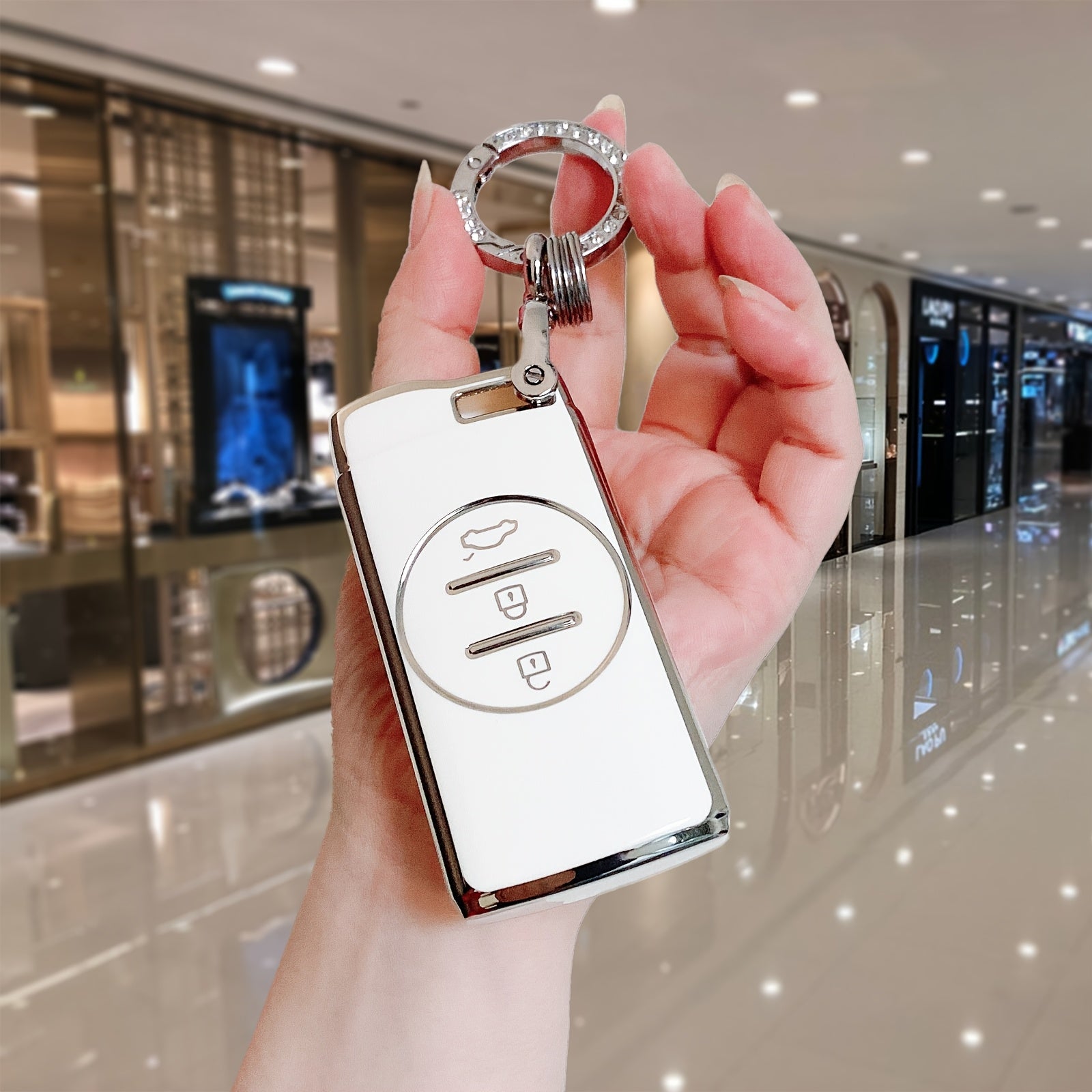 Elegant Black Rhinestone Key Fob Cover for Car Keys with Durable TPU