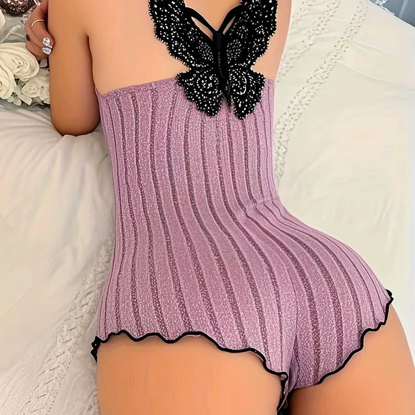 Plus Size Women's Fitted Bodysuit Polyester Spandex Long Sleeve Lace Backless