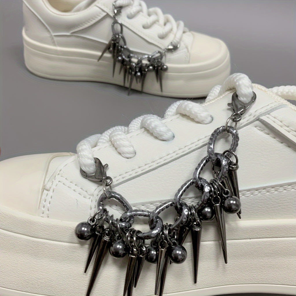 Unisex Aluminum Punk Style Metal Chain Spiked Shoe Decoration 2pcs