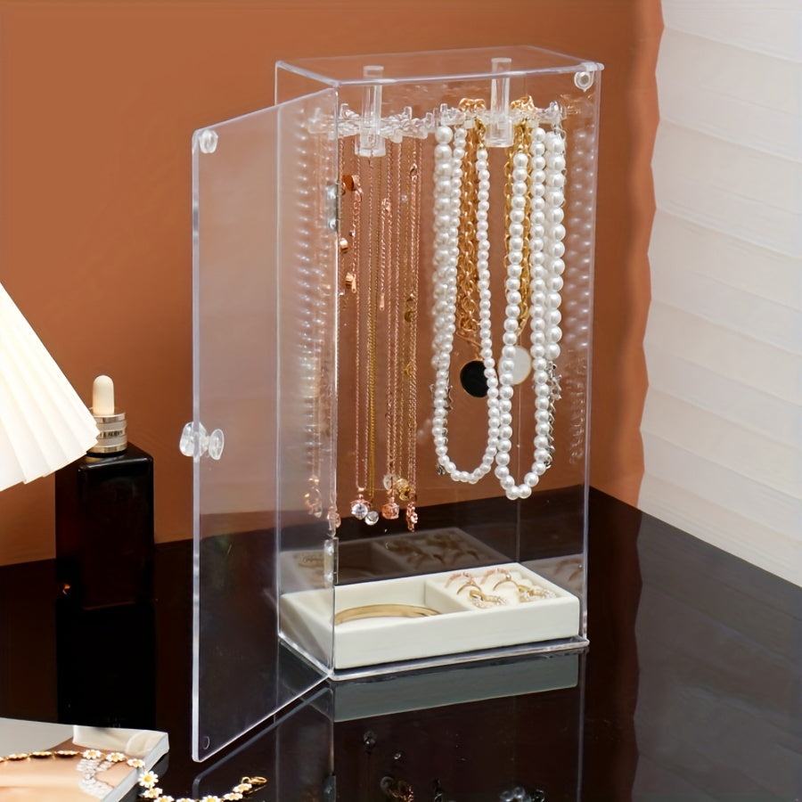 Transparent Jewelry Storage Box for Necklaces and Rings Dustproof Organizer